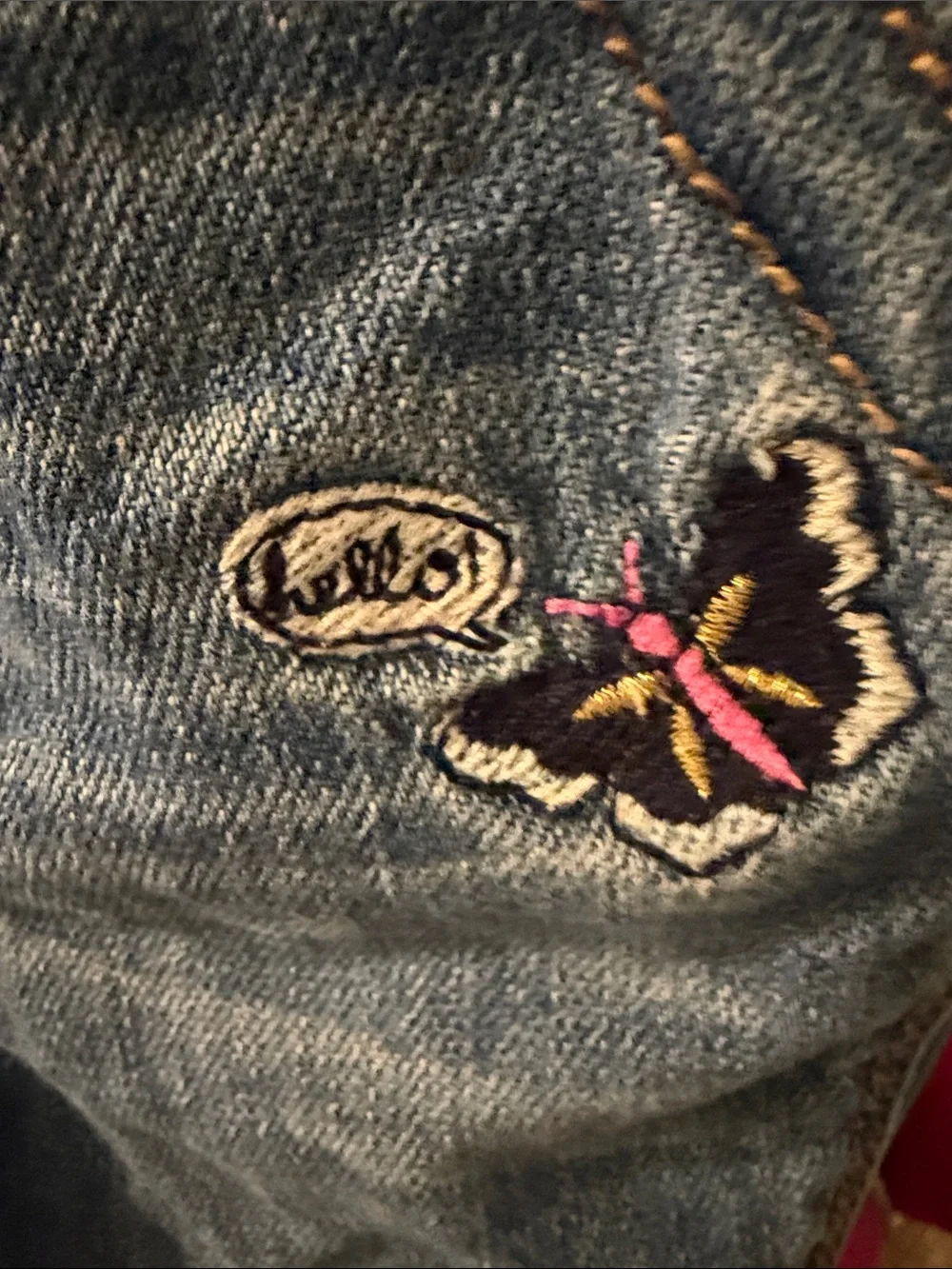 OshKosh Embroidered Denim Overalls with Pink Heart and Butterfly Size 12 Months